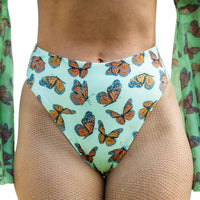 Thumbnail for Green Butterfly High Waisted Bikini Bottoms