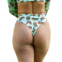 Thumbnail for Green Butterfly High Waisted Bikini Bottoms