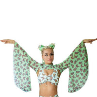 Thumbnail for Green Butterflies Flared Shrug Mesh