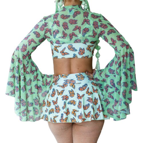 Green Butterfly Ruch Front Top