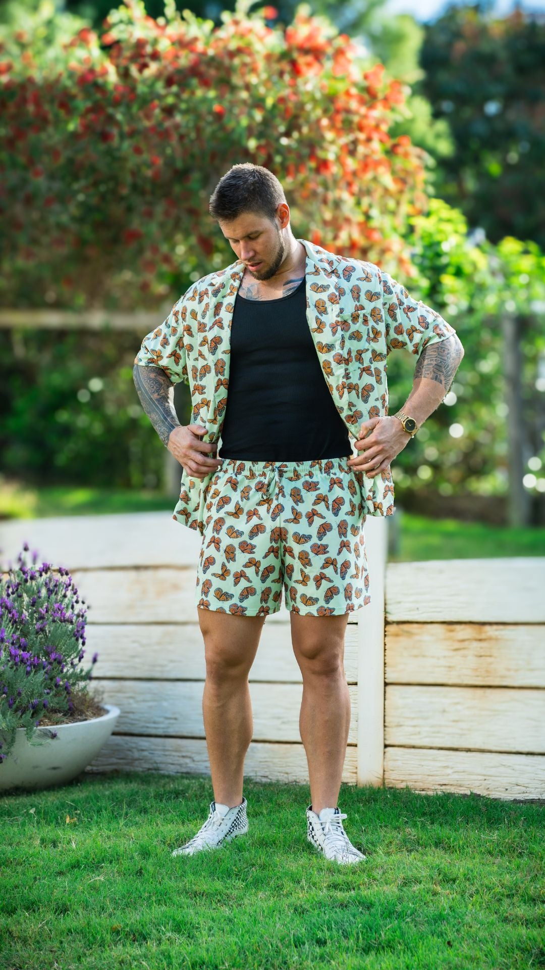 Green Butterfly Mens Shorts