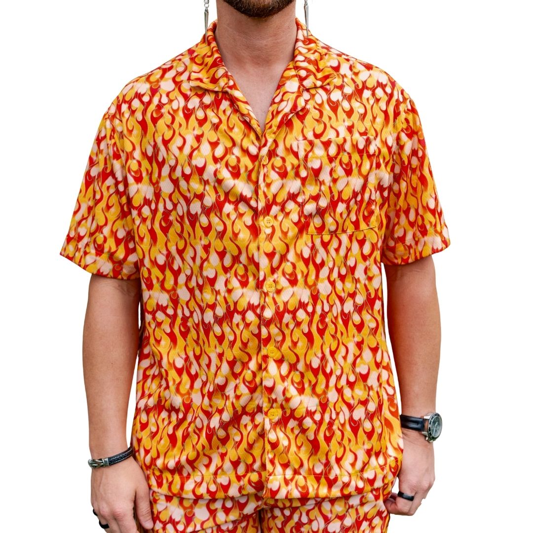 ✨COMING SOON✨ Mens Button Up Orange Flame