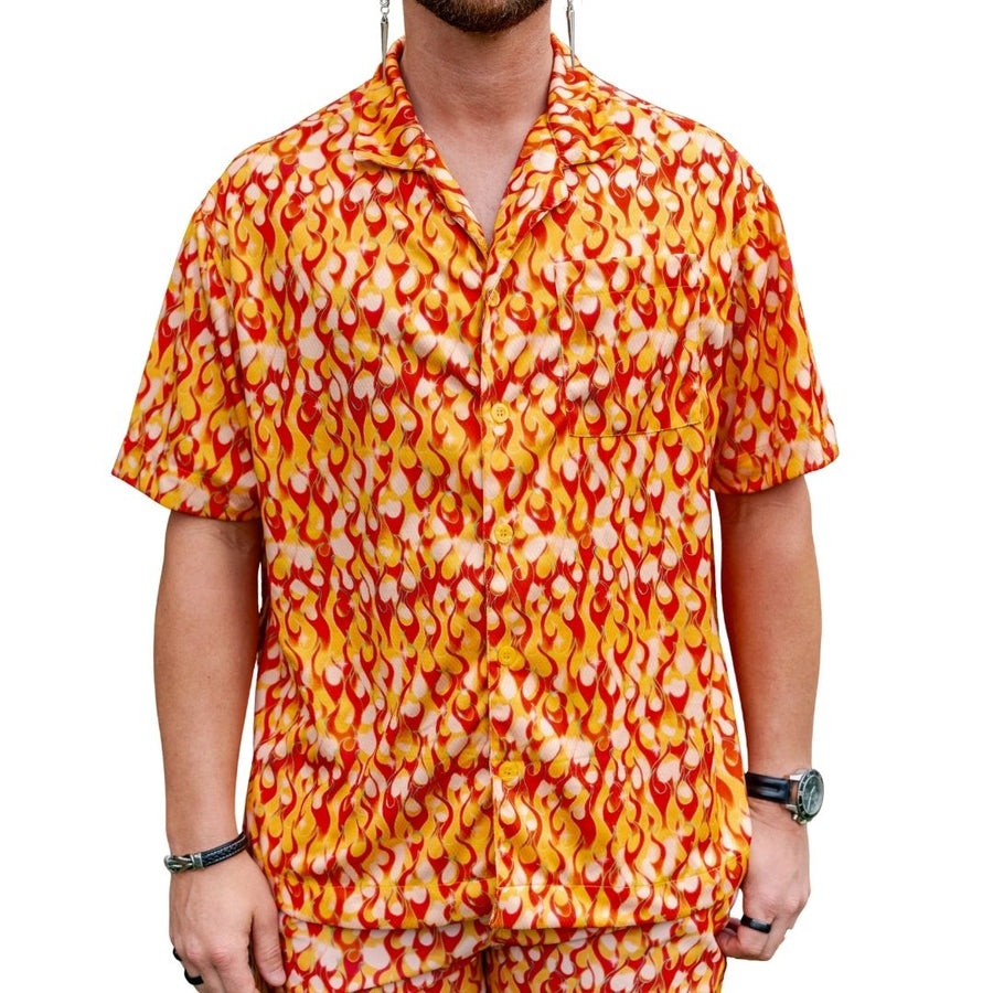 ✨COMING SOON✨ Mens Button Up Orange Flame