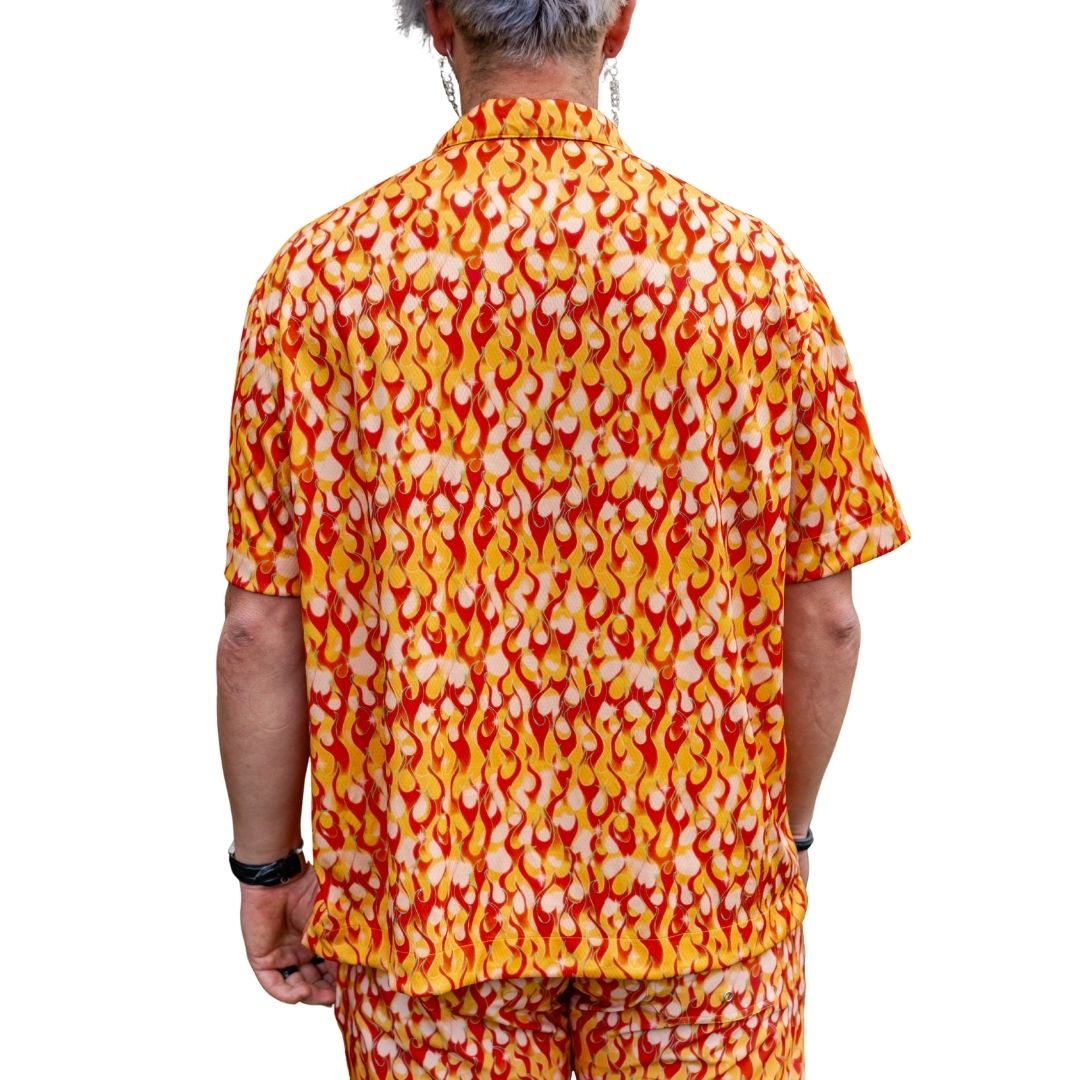 ✨COMING SOON✨ Mens Button Up Orange Flame