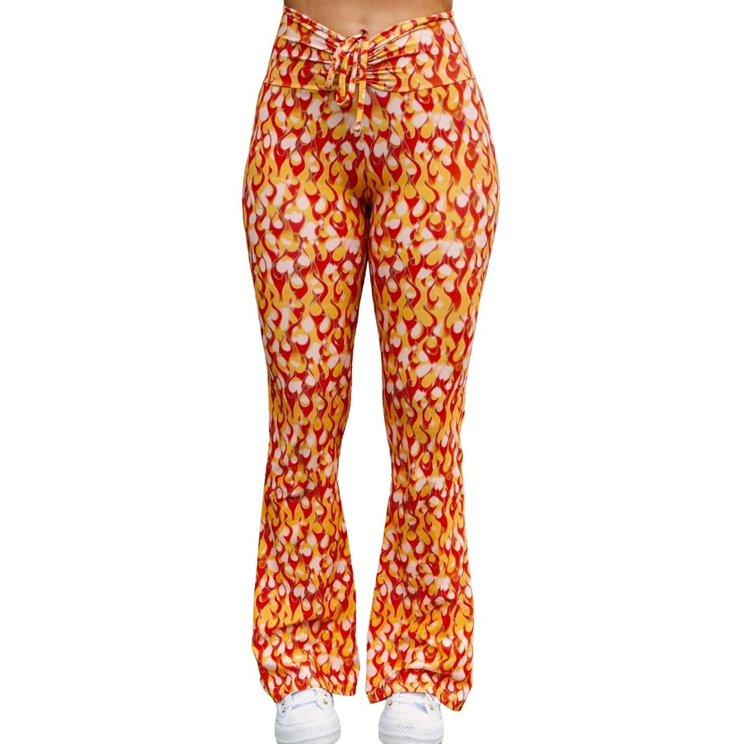 ✨COMING SOON✨ Orange Flame Drawstring Flares