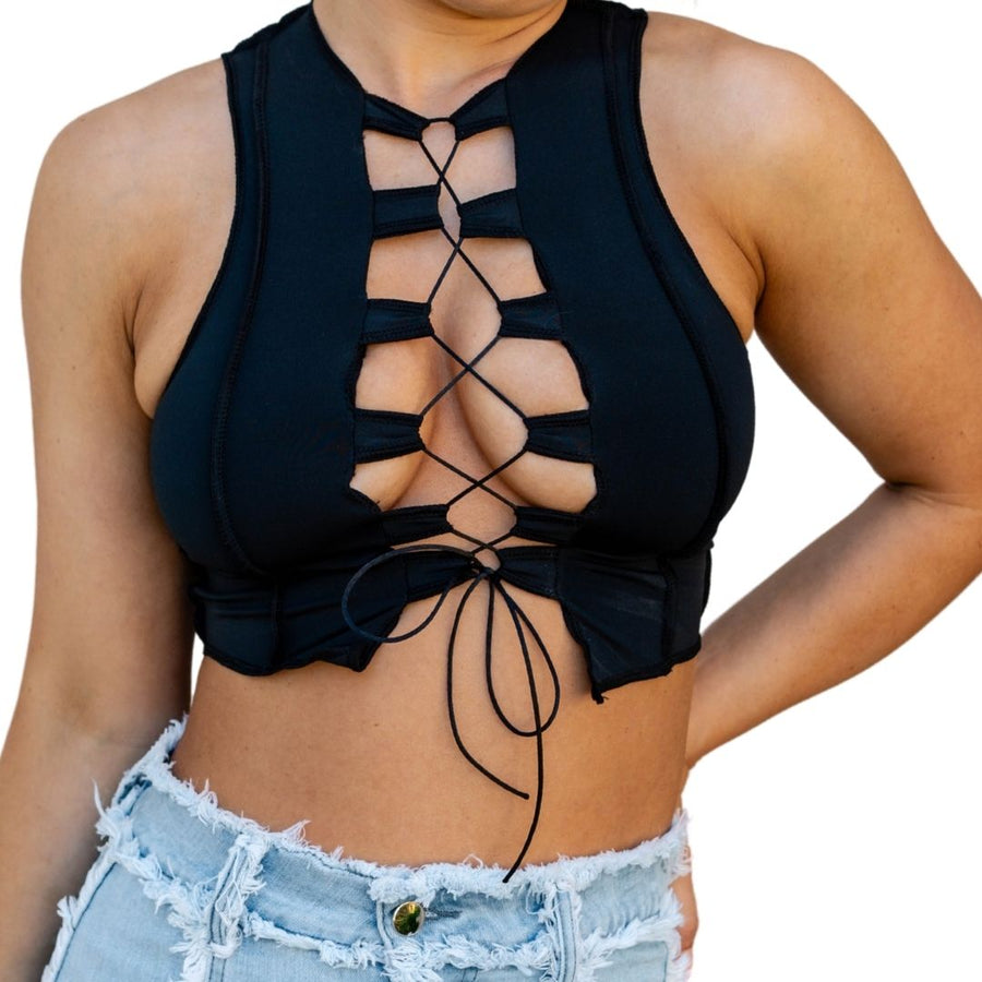 Black Reverse Seam Top Extra Support