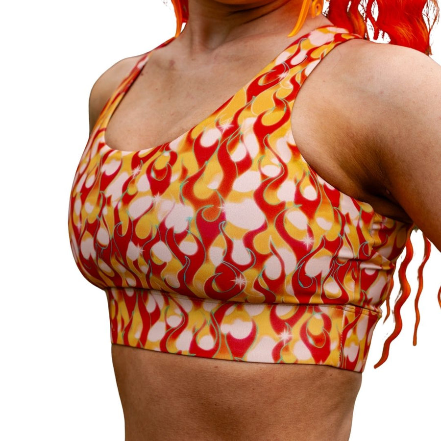 ✨COMING SOON✨ High Support Crop Orange Flame