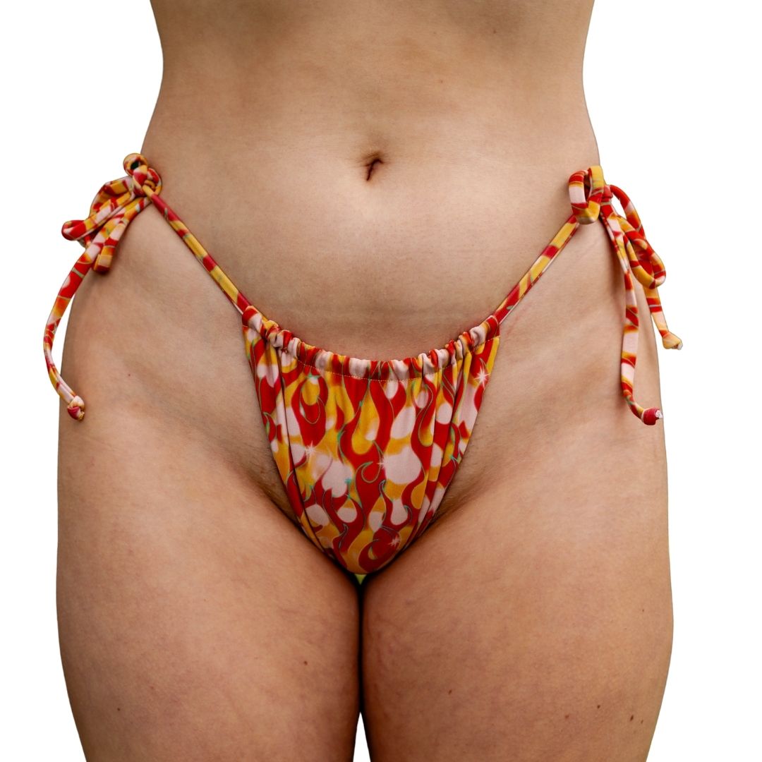 ✨COMING SOON✨ Orange Flame Gathered String Bikini Bottoms