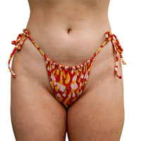 Thumbnail for ✨COMING SOON✨ Orange Flame Gathered String Bikini Bottoms