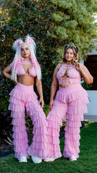Thumbnail for ✨COMING SOON✨ Pink Glitter Ruffle Flares