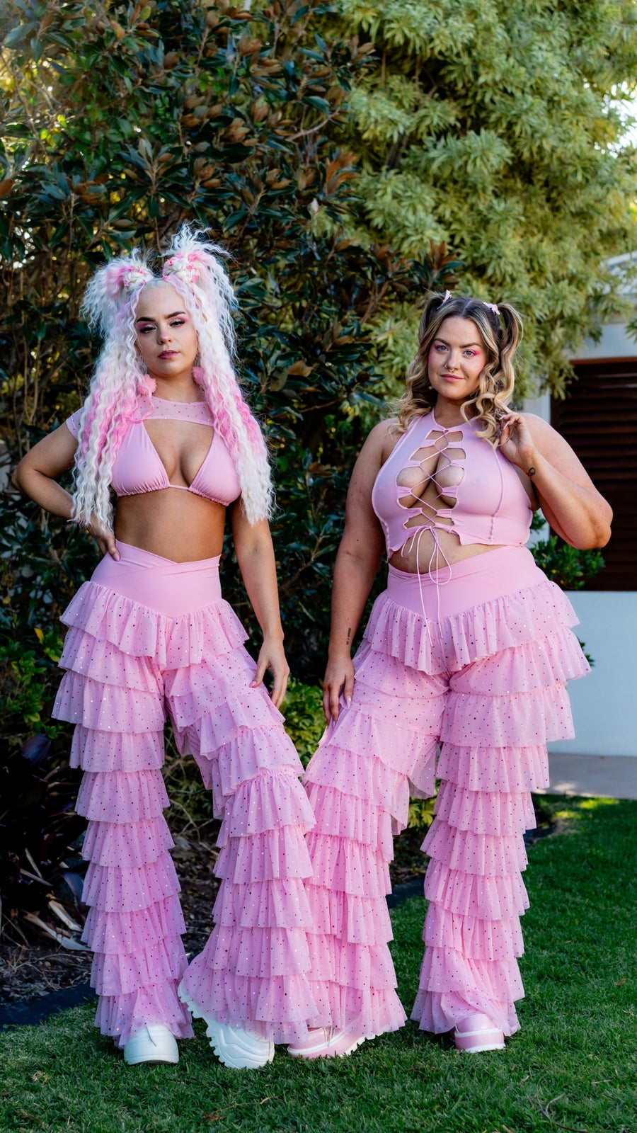 ✨COMING SOON✨ Pink Glitter Ruffle Flares