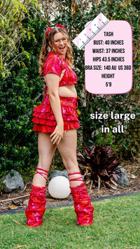 Thumbnail for ✨COMING SOON✨ Red In The Stars Ruffle Mini Skort