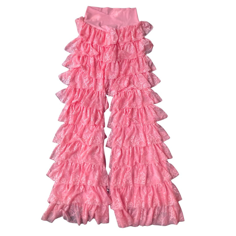 ✨COMING SOON✨ Pink LACE Ruffle Flares SIZE MEDIUM ONLY