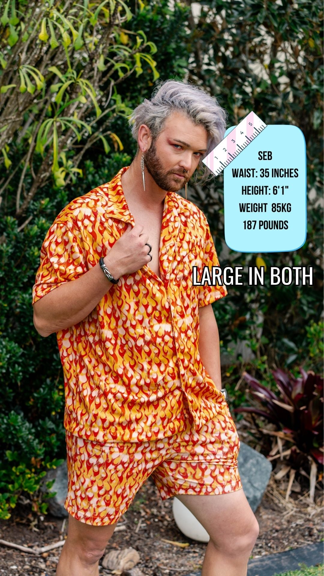 ✨COMING SOON✨ Mens Button Up Orange Flame