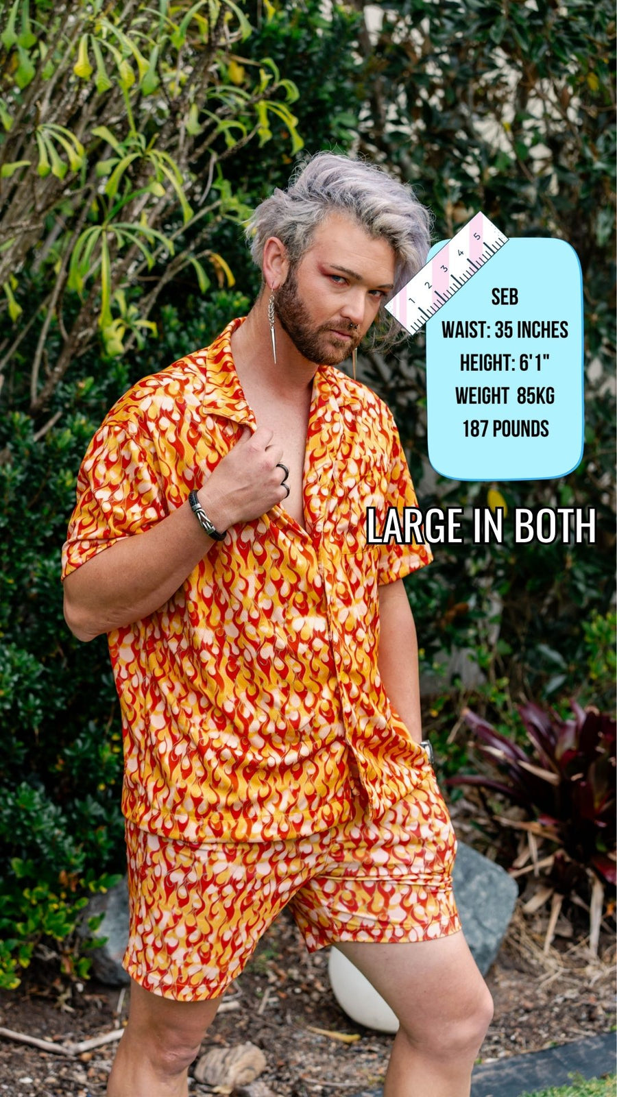 ✨COMING SOON✨ Mens Button Up Orange Flame