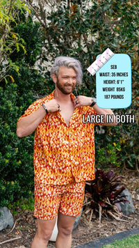 Thumbnail for ✨COMING SOON✨ Mens Button Up Orange Flame