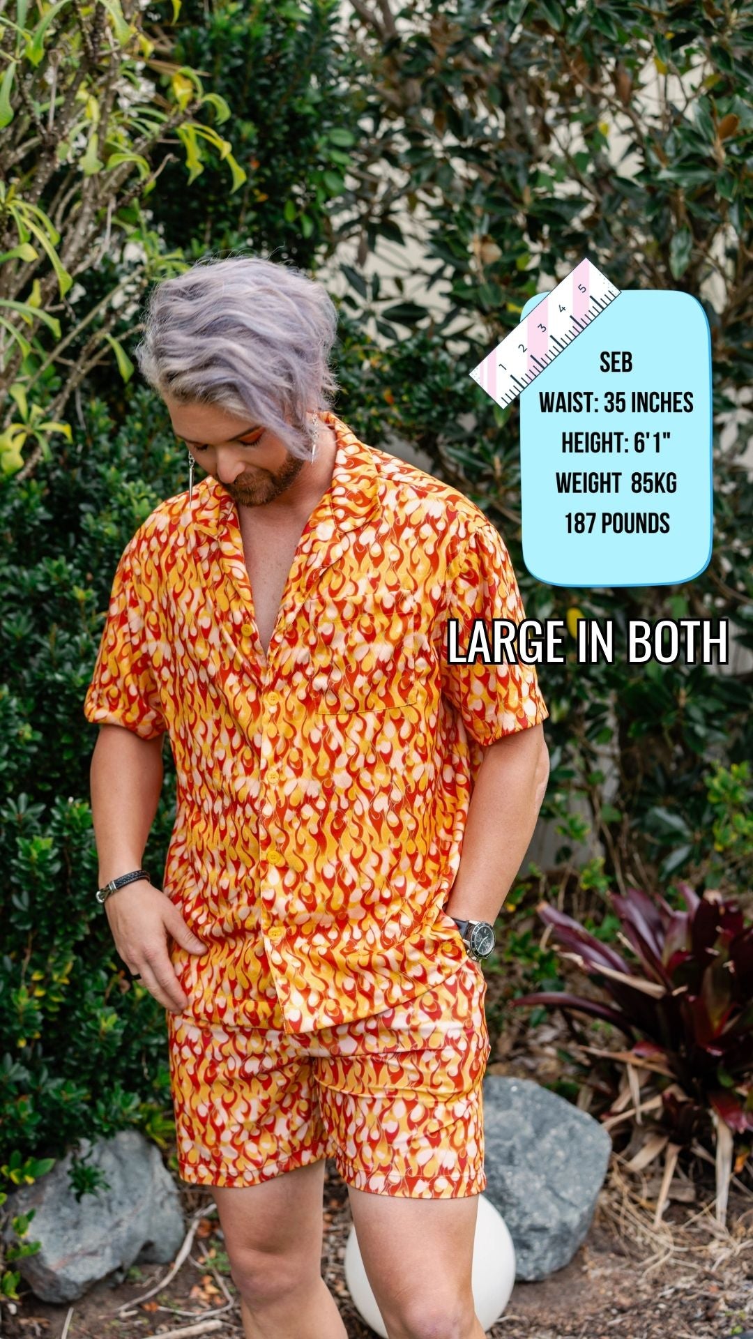 ✨COMING SOON✨ Mens Button Up Orange Flame