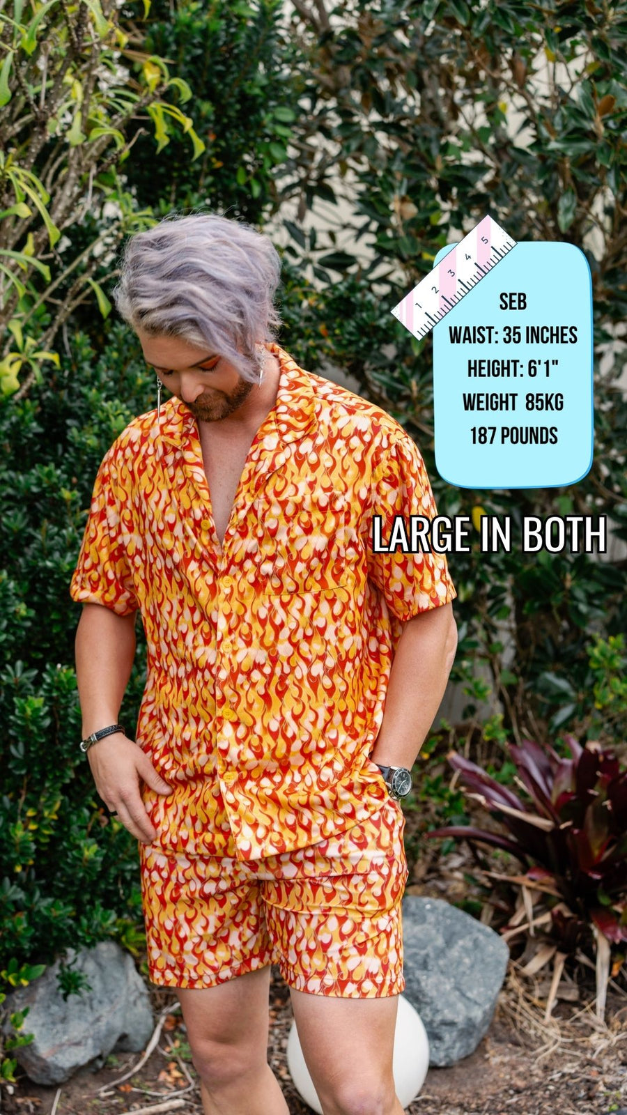 ✨COMING SOON✨ Mens Button Up Orange Flame