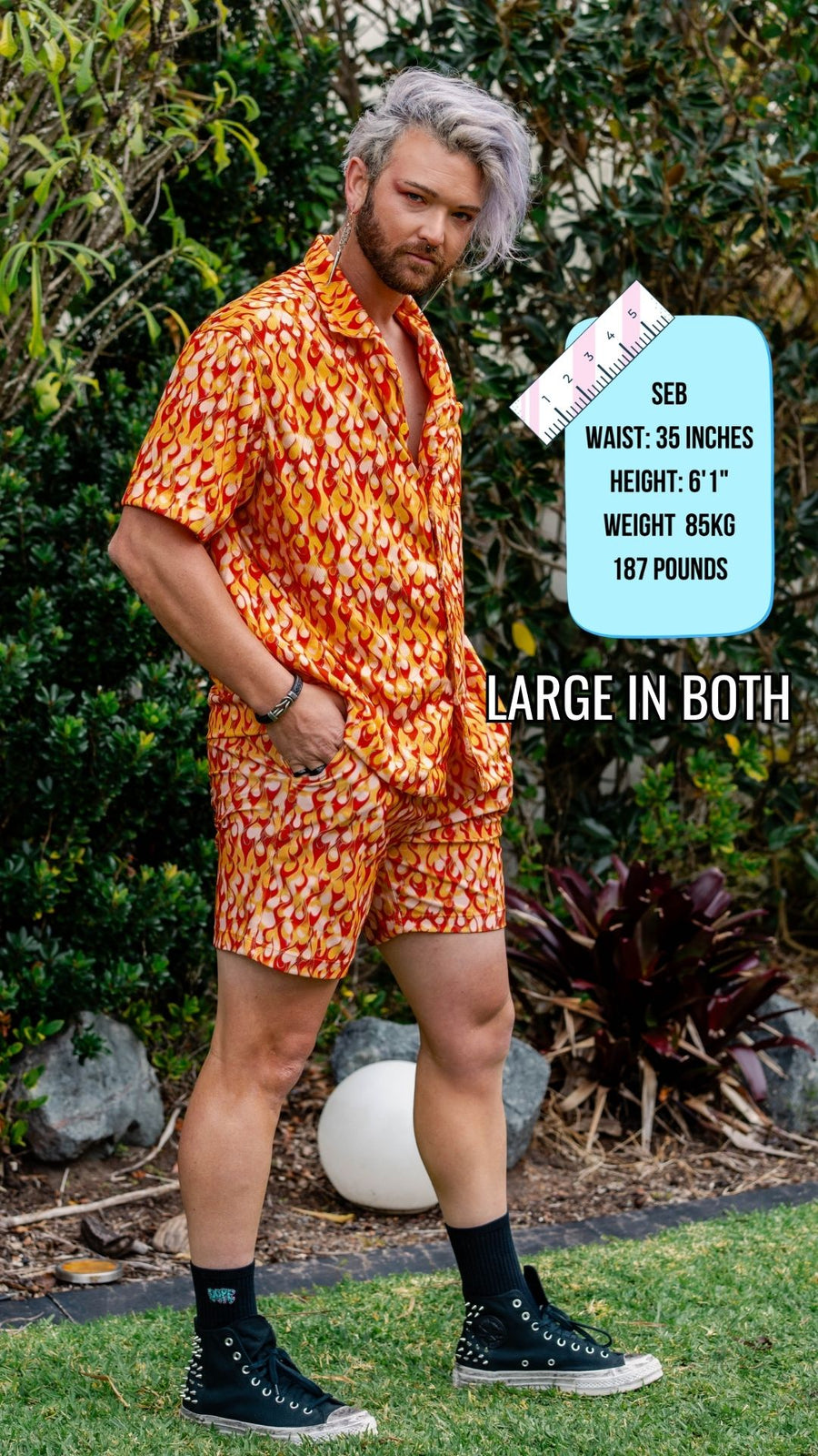 ✨COMING SOON✨ Mens Button Up Orange Flame