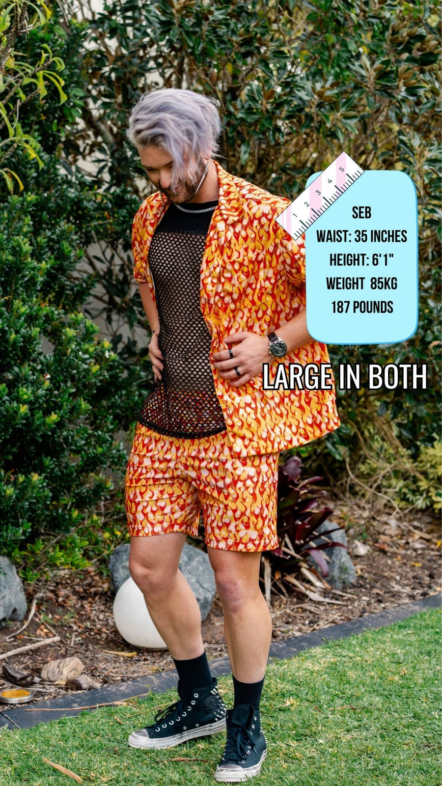 ✨COMING SOON✨ Mens Button Up Orange Flame