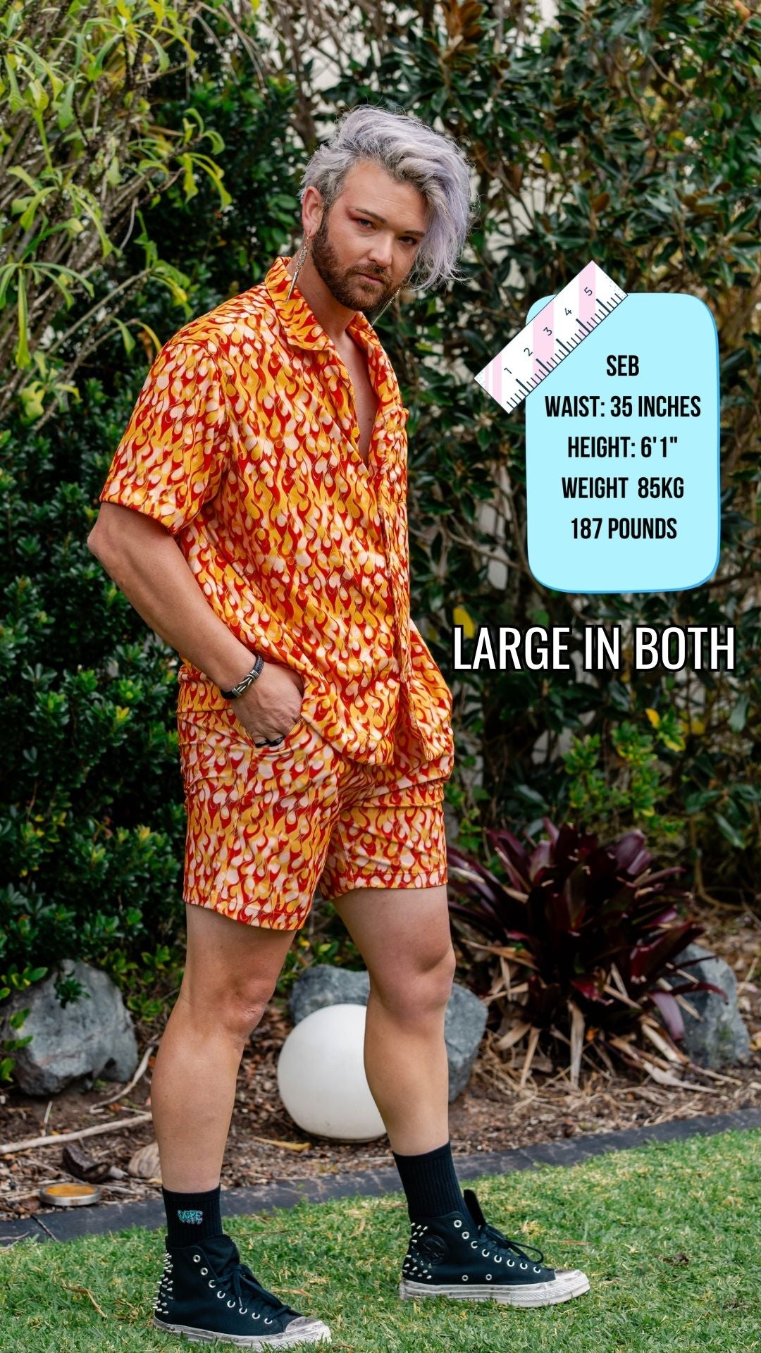✨COMING SOON✨ Mens Button Up Orange Flame