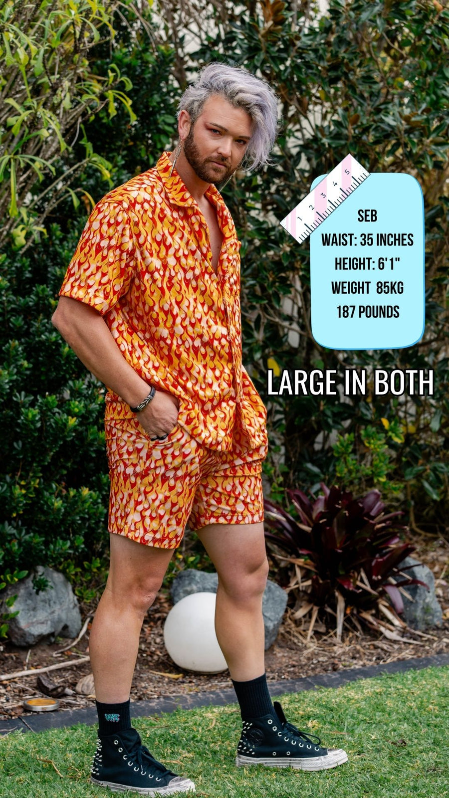 ✨COMING SOON✨ Mens Button Up Orange Flame