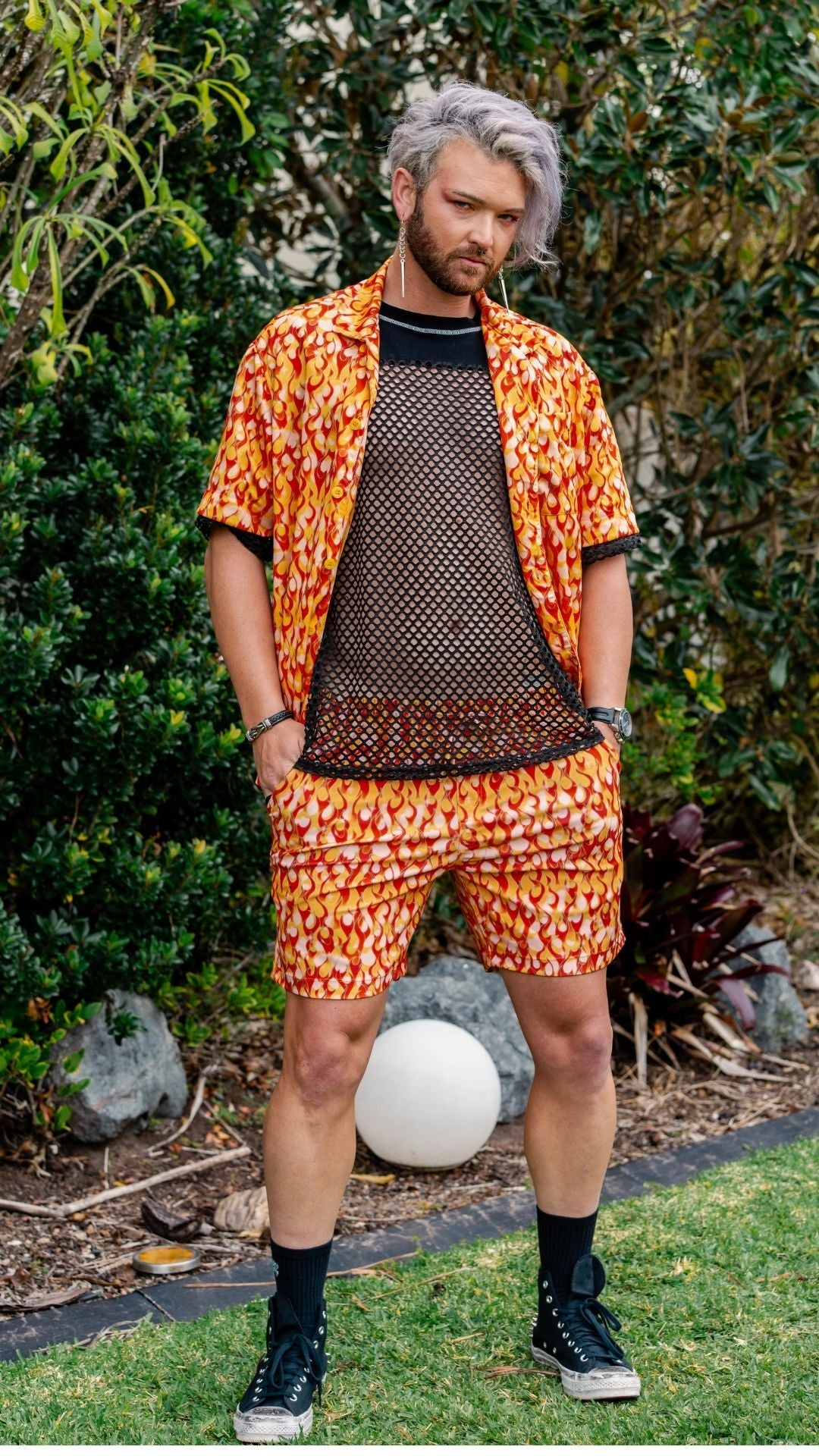✨COMING SOON✨ Mens Button Up Orange Flame