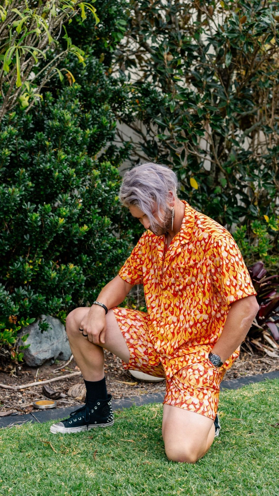 ✨COMING SOON✨ Mens Button Up Orange Flame