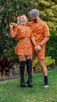 Thumbnail for ✨COMING SOON✨ Mens Button Up Orange Flame