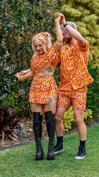 Thumbnail for ✨COMING SOON✨ Mens Button Up Orange Flame