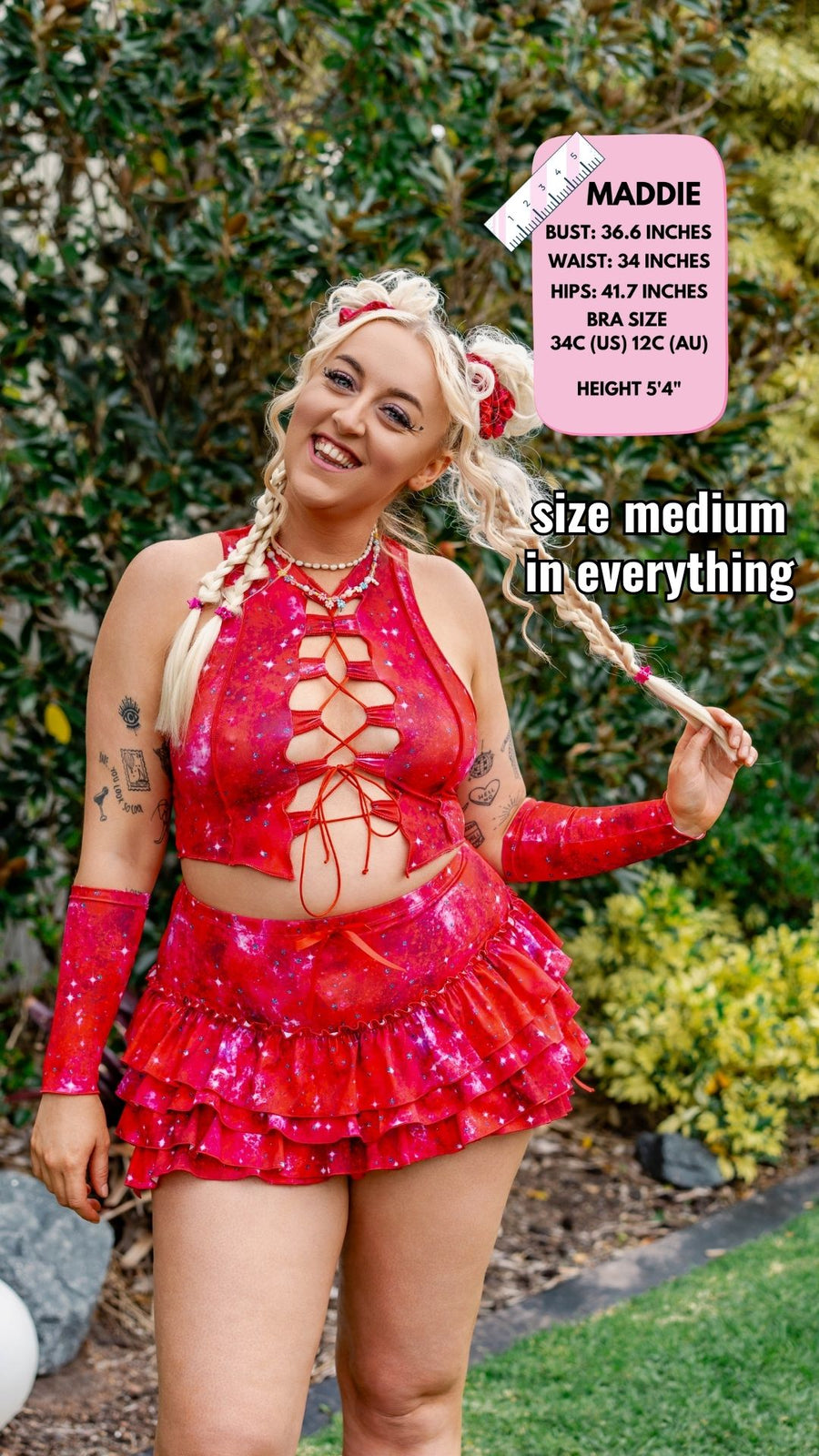 ✨COMING SOON✨ Red In The Stars Ruffle Mini Skort