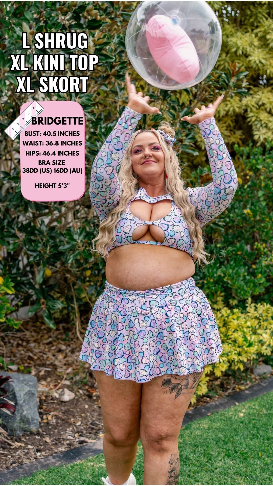 Conversation Hearts Cutout Kini Top