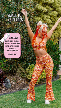 Thumbnail for ✨COMING SOON✨ Orange Flame Drawstring Flares