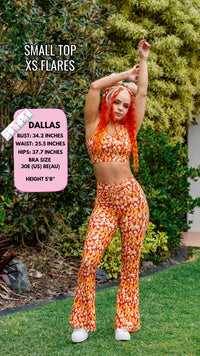 Thumbnail for ✨COMING SOON✨ Orange Flame Drawstring Flares