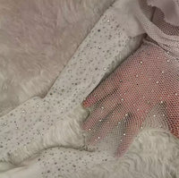 Thumbnail for Rhinestone Fishnet Tights White